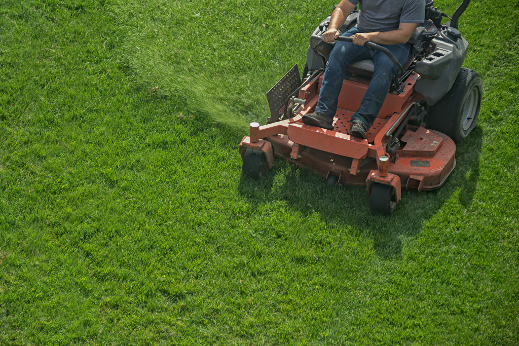 man lawn mowing