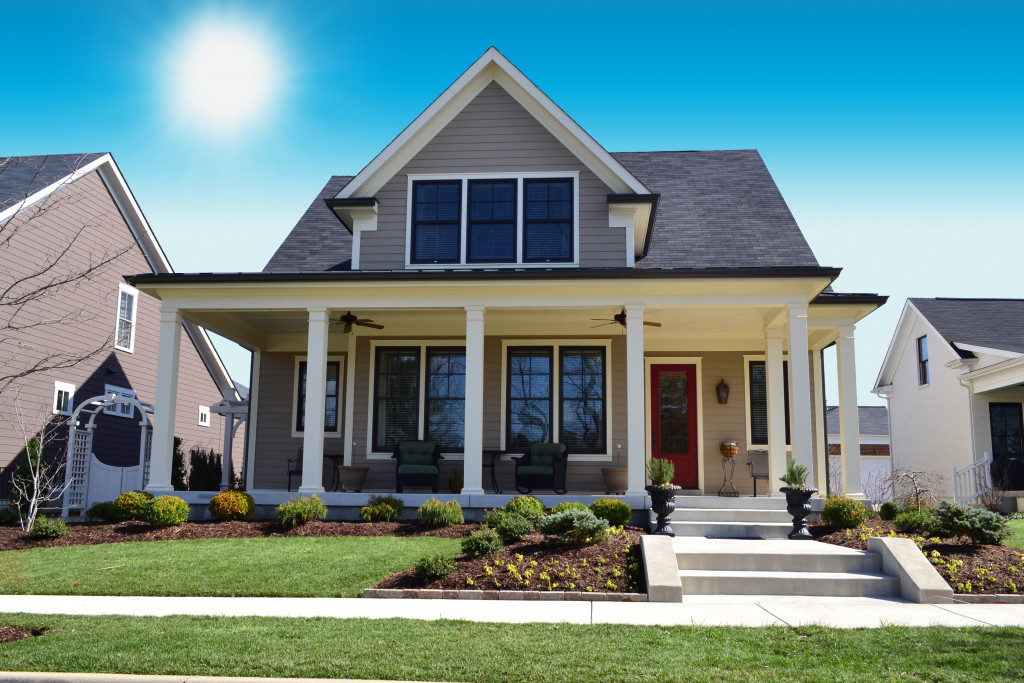 Beige New England Style Suburban Dream Home