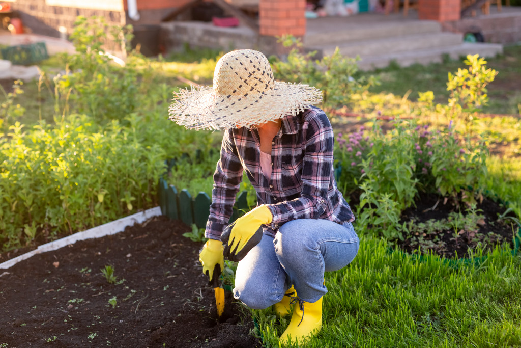 a person planting