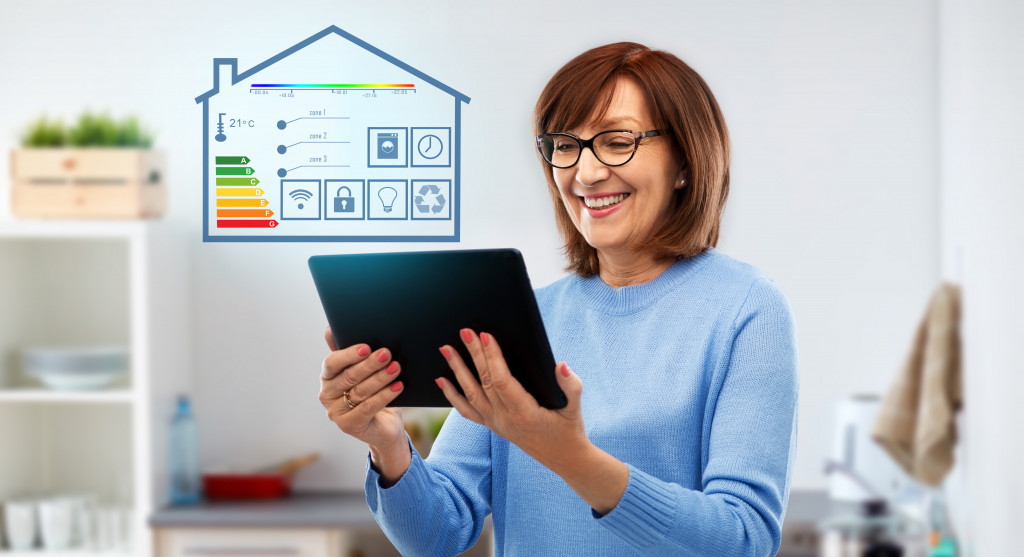 homeowner looking at her digital energy consumption
