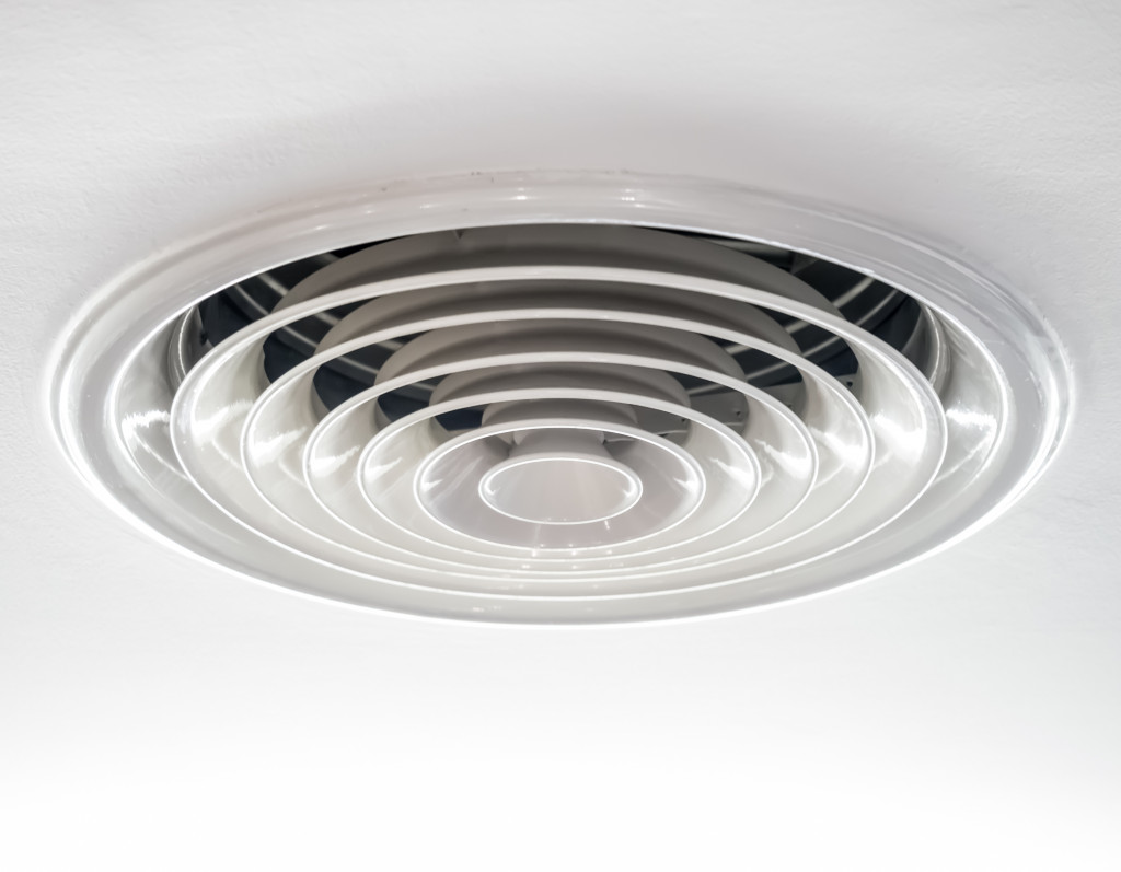 Air duct on white ceiling