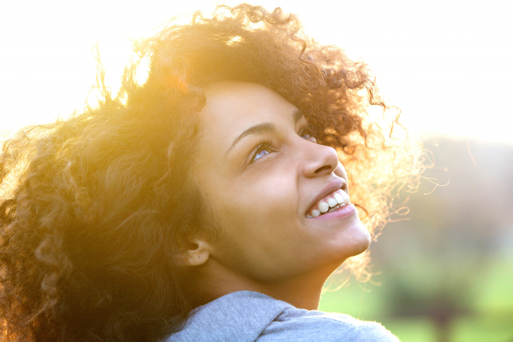 Happy woman outdoors