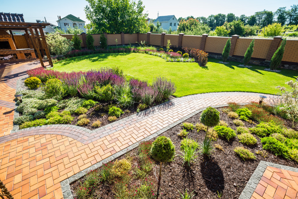 a backyard with a garden 