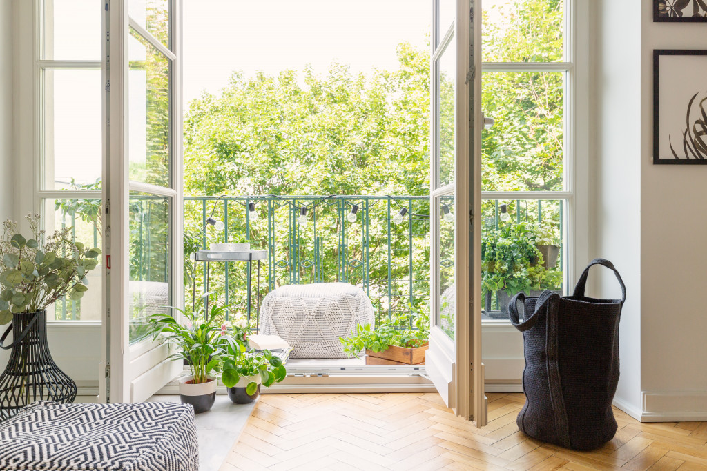 cozy open balcony on a daylight